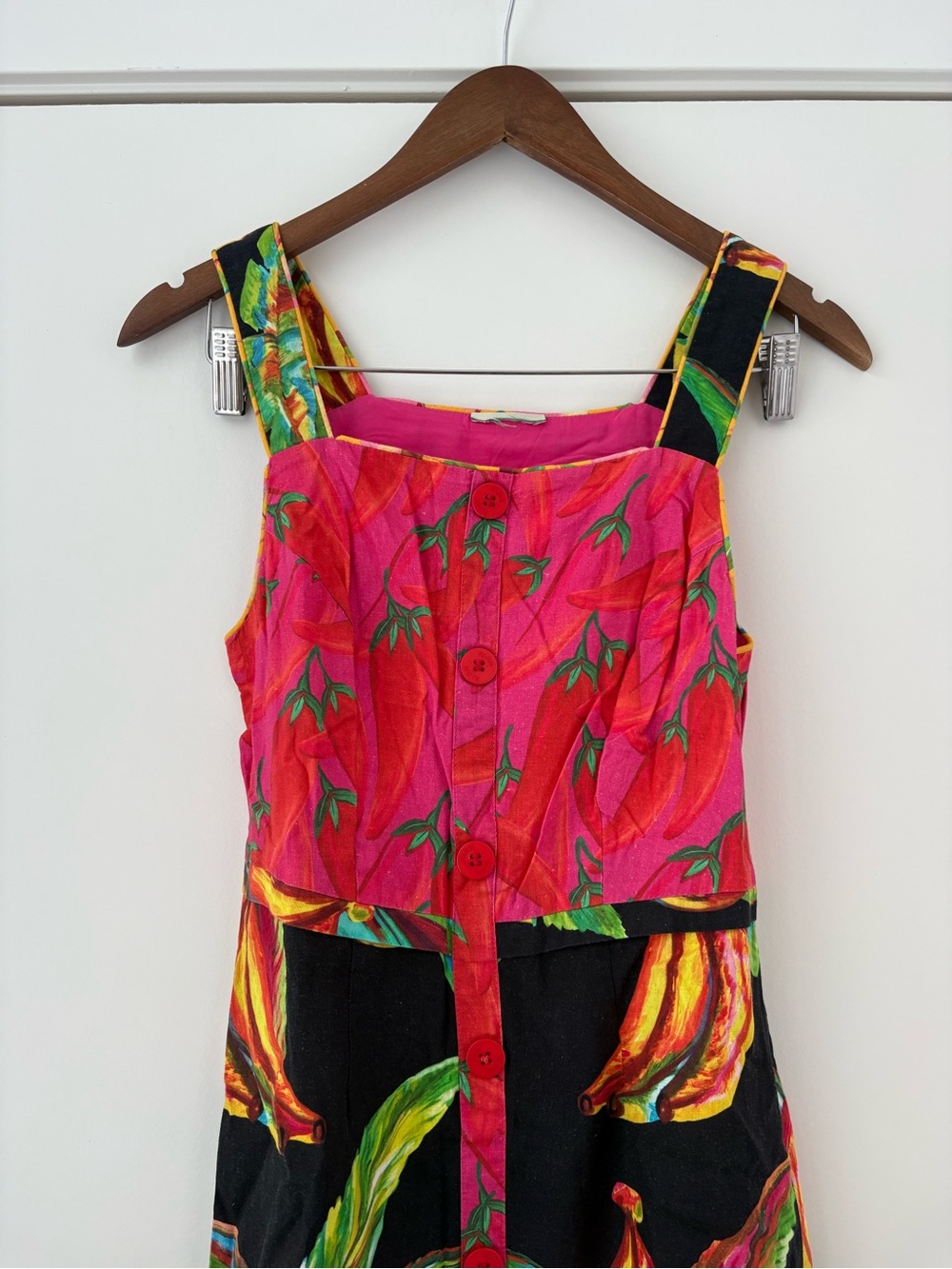 Farm Rio Cashews Chilli Bananas Linen Mini Dress M - Picture 2 of 16